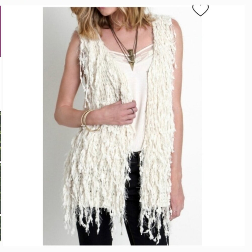 Umgee Shaggy Boho Open Front Vest
